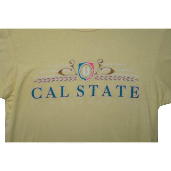 Vintage Cal State San Bernardino T-Shirt XL Yellow Soffe Made in USA - Picture 4 of 4